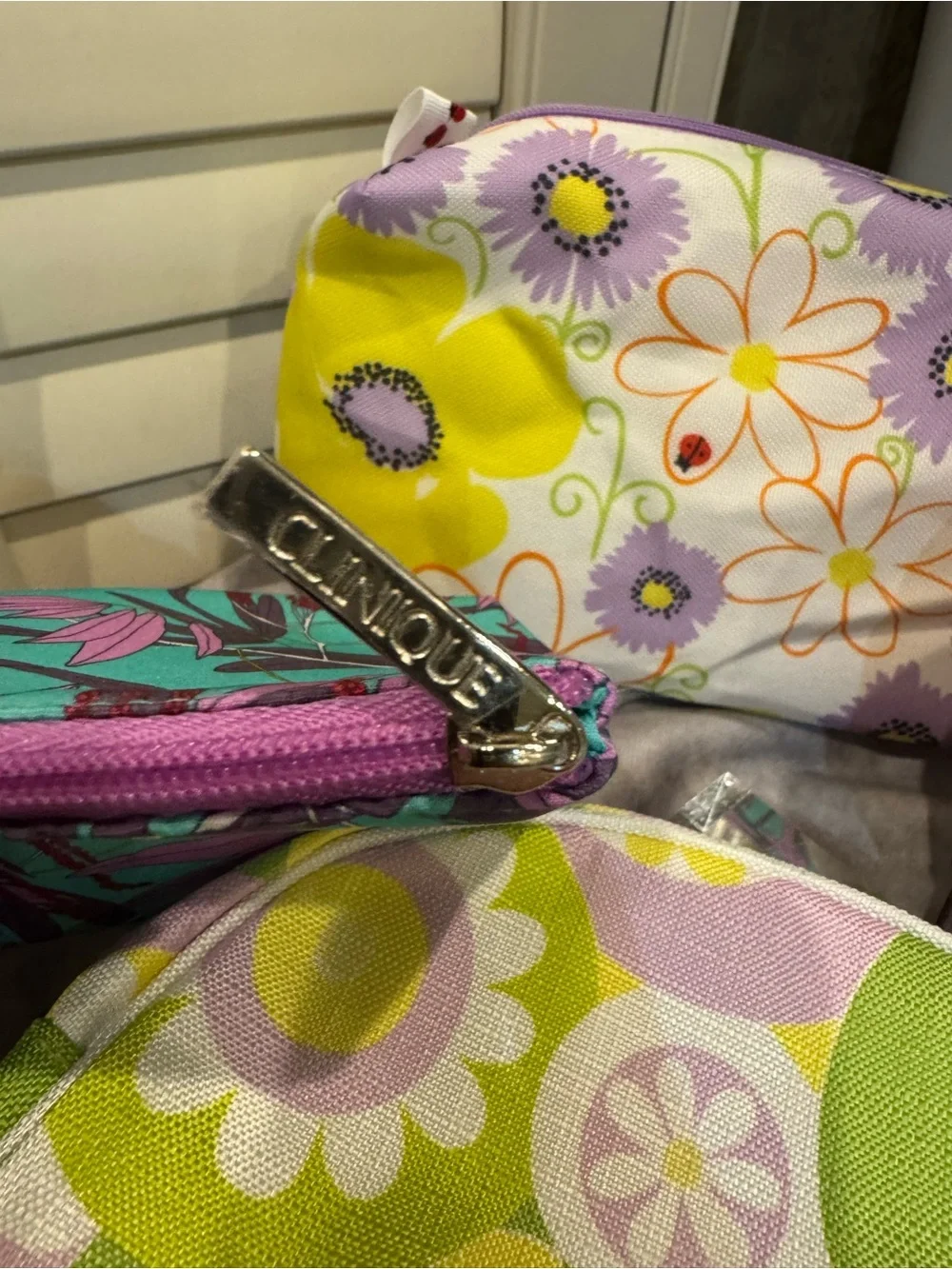 Clinique Pink & Multi Cosmetic Pouch lot of 4